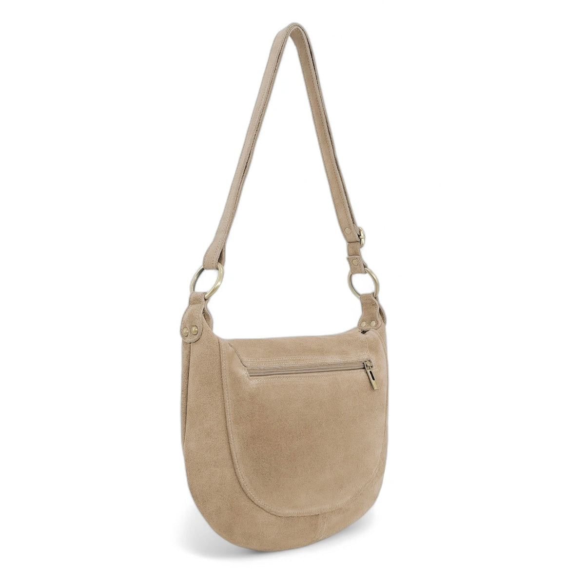 LITTLE CITIZEN SUEDE suede crossbody bag, Cream beige