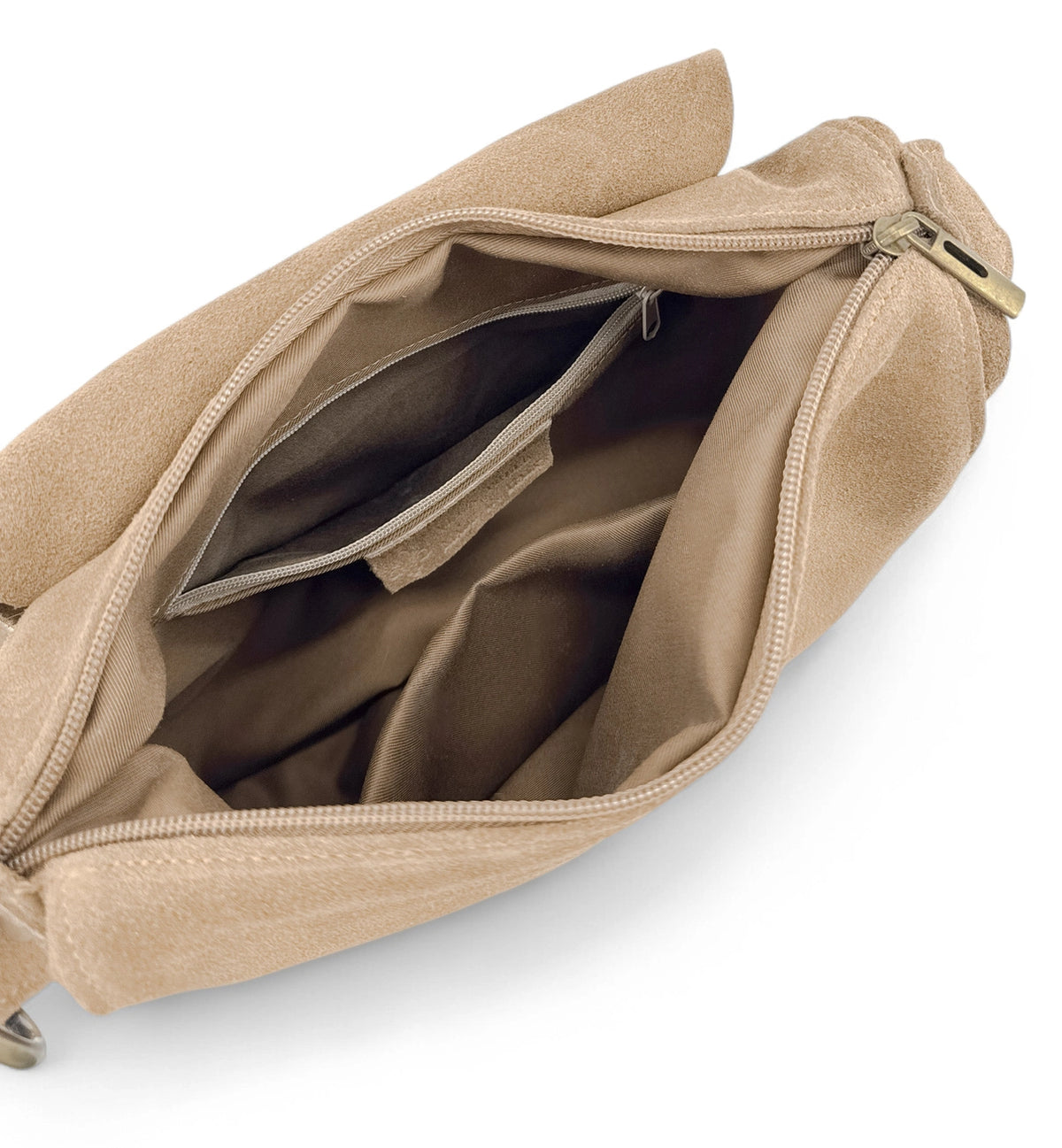 LITTLE CITIZEN SUEDE suede crossbody bag, Cream beige