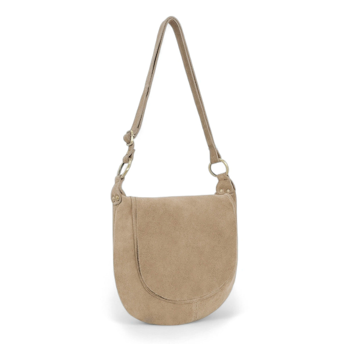 LITTLE CITIZEN SUEDE suede crossbody bag, Cream beige