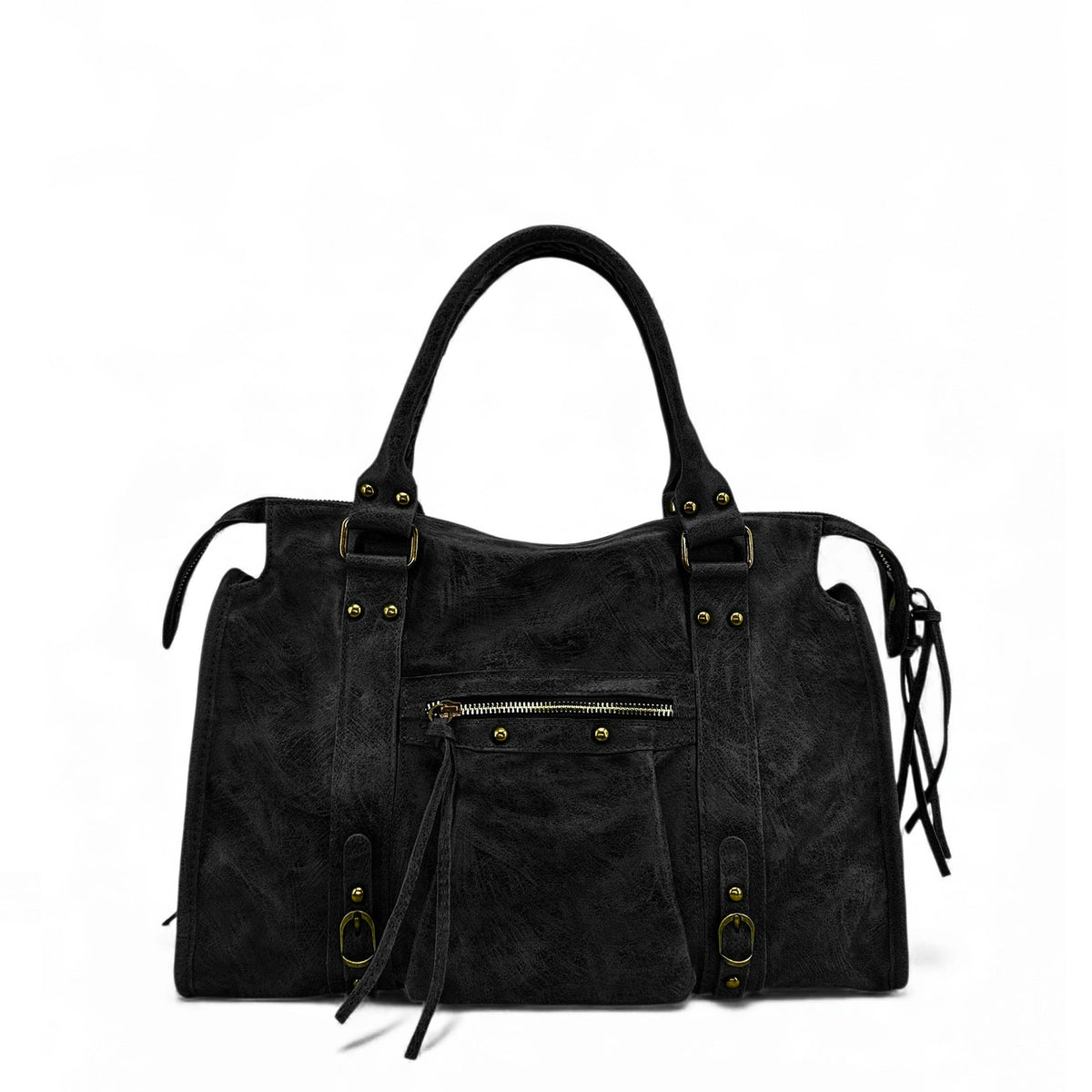 Handtasche aus gebürstetem Leder SANDSTORM Schwarz