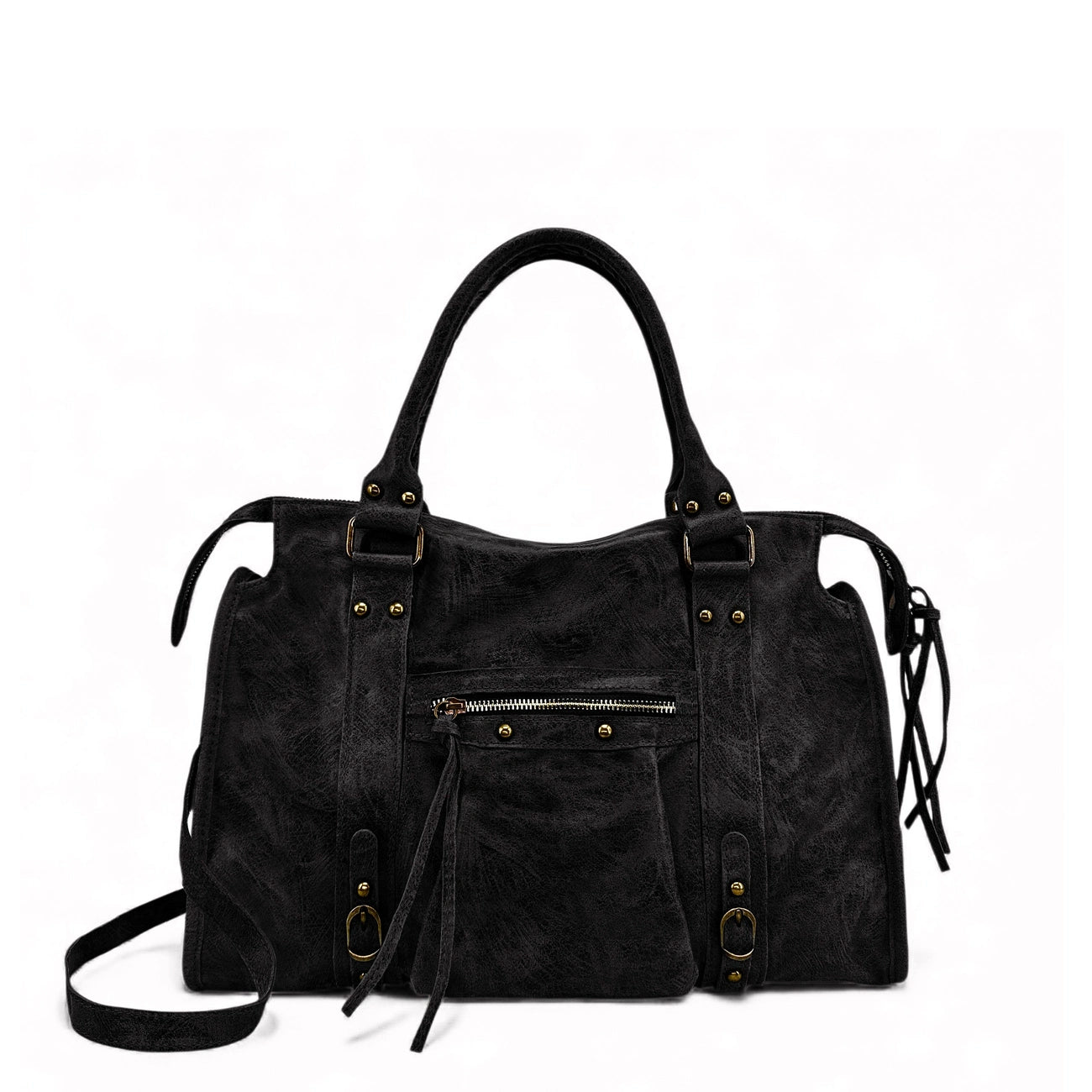 Sac à main en cuir brossé SANDSTORM Noir