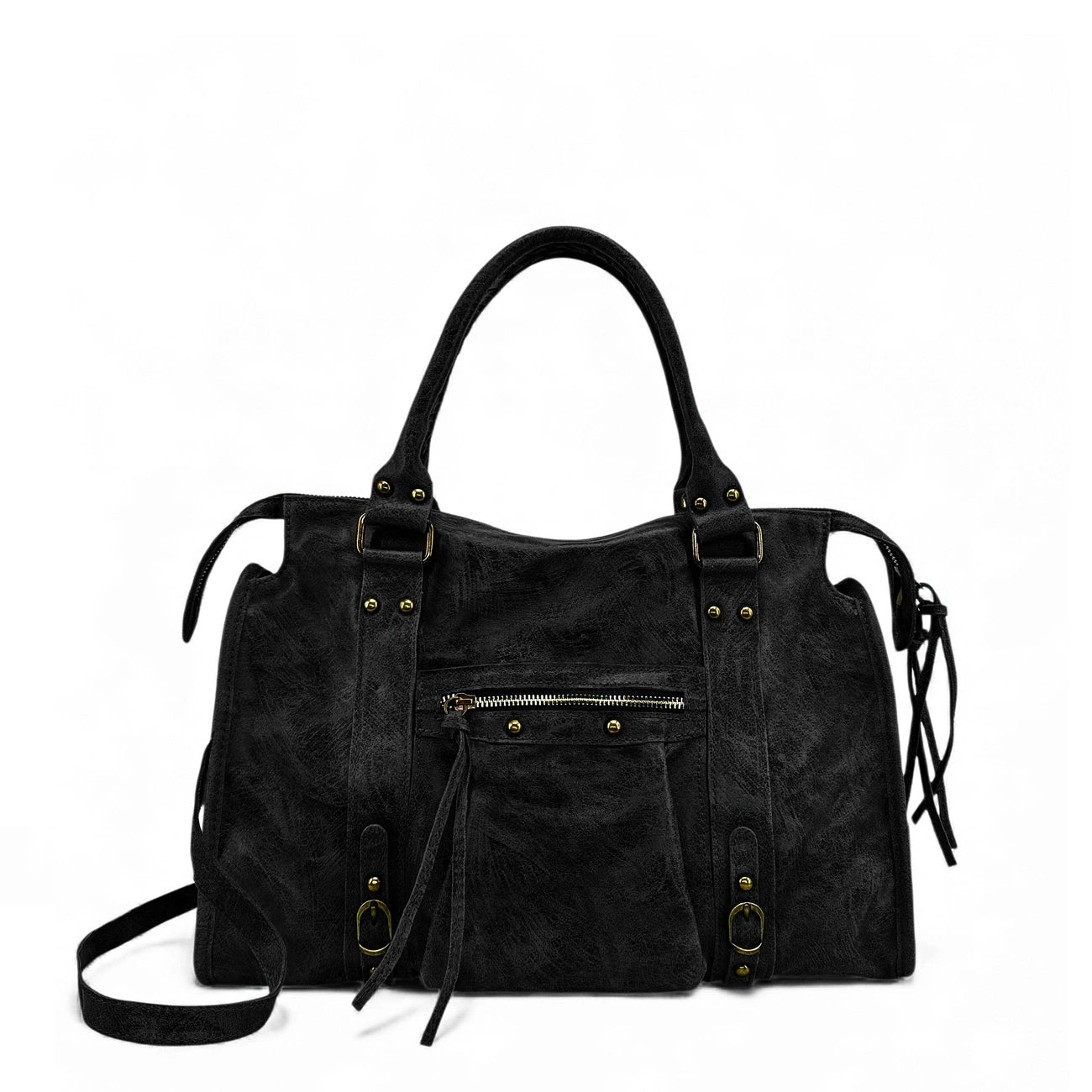Sac à main en cuir brossé SANDSTORM Noir