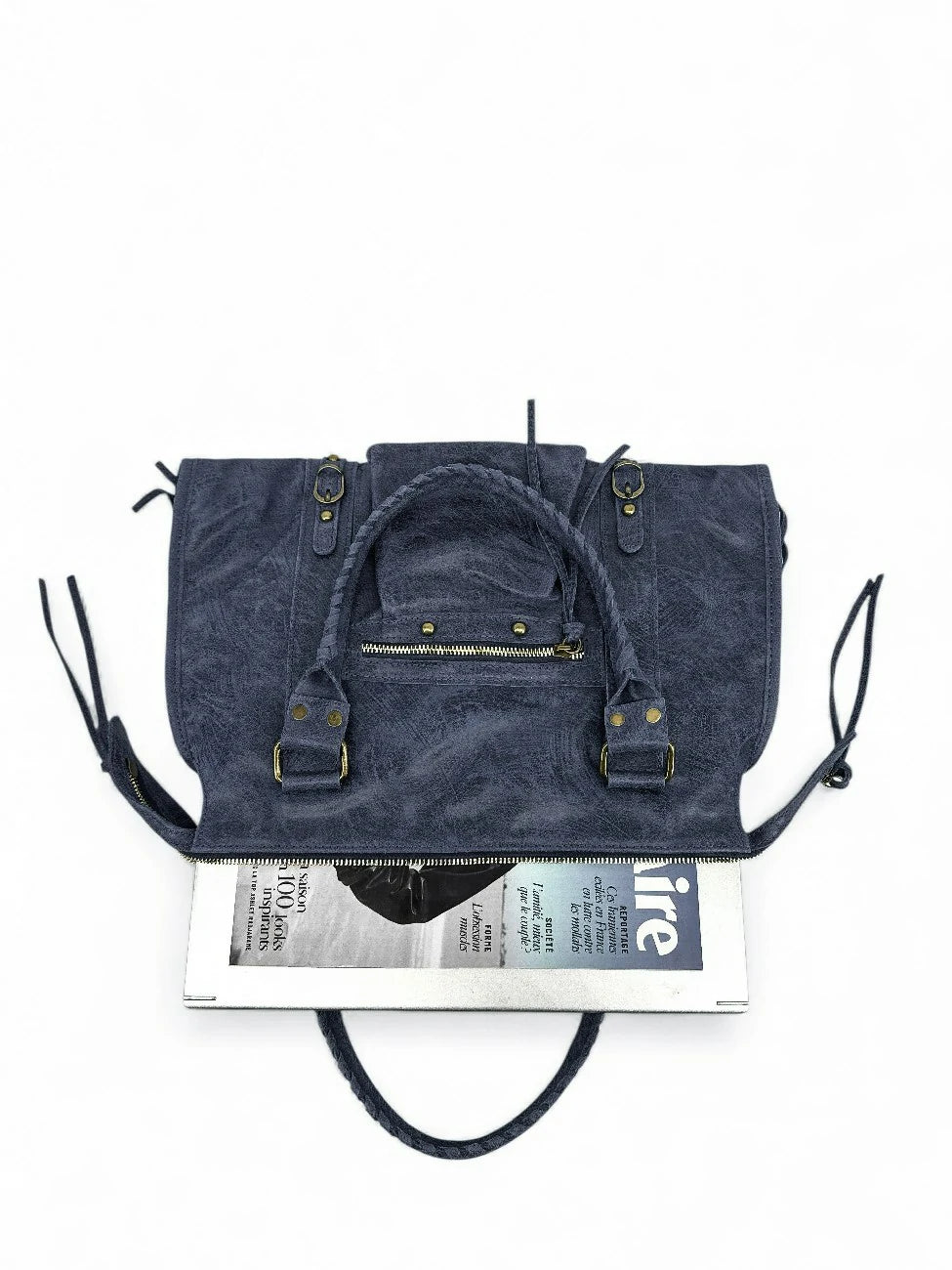 SANDSTORM brushed leather handbag, Navy blue