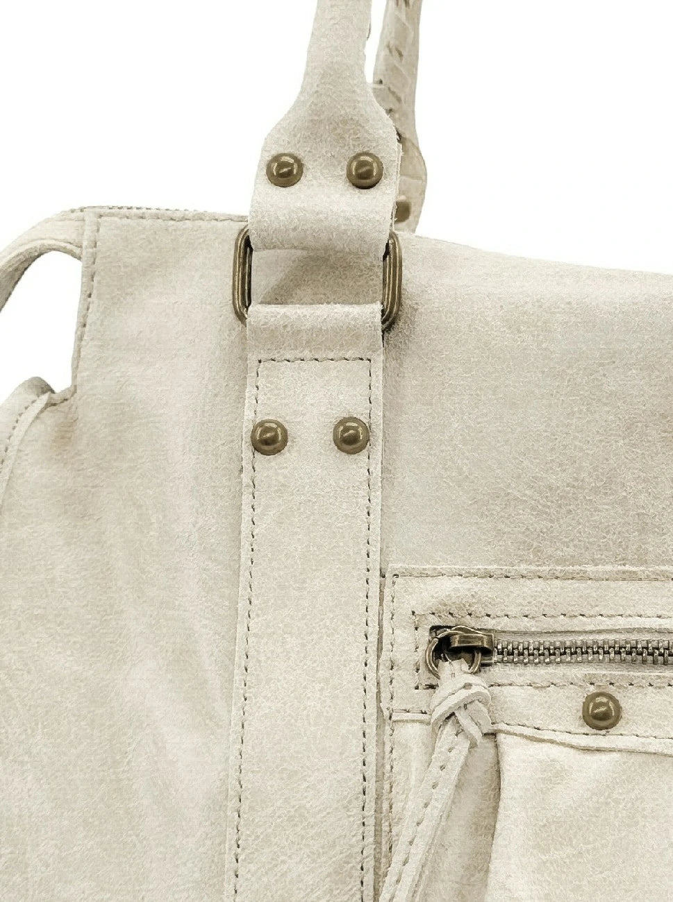 Borsa a mano in pelle spazzolata SANDSTORM Beige crema