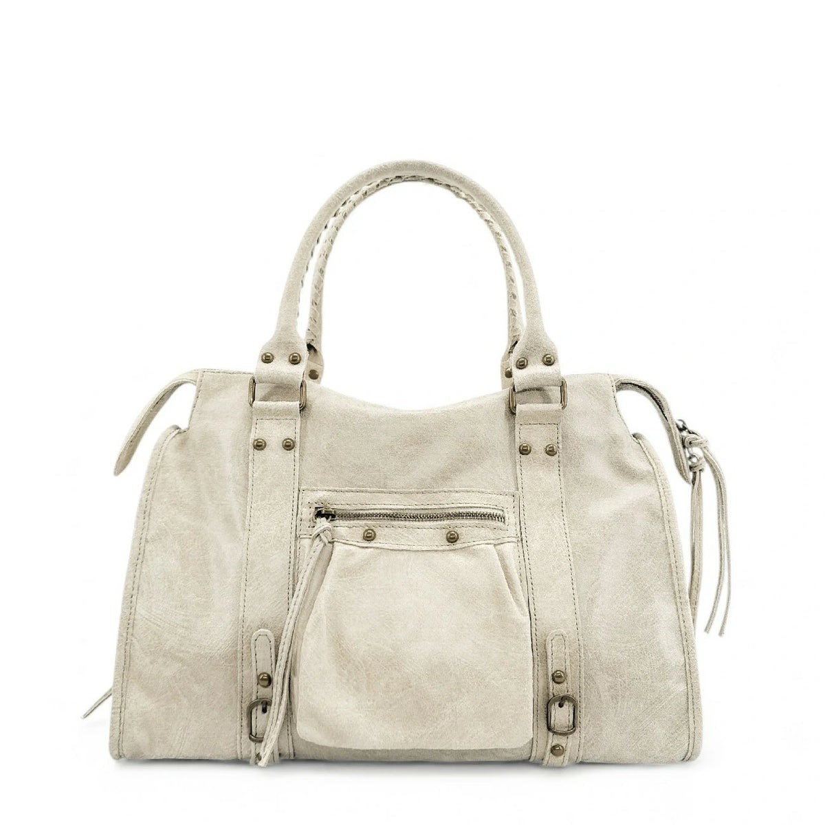Borsa a mano in pelle spazzolata SANDSTORM Beige crema