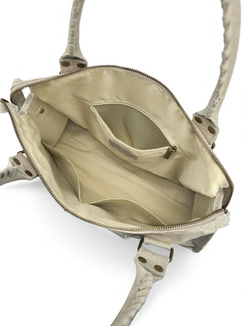 Borsa a mano in pelle spazzolata SANDSTORM Beige crema