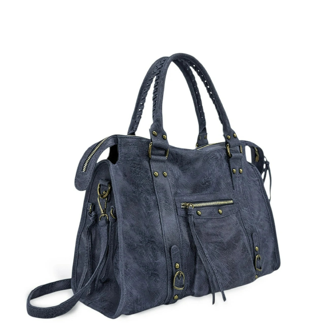 Sac à main en cuir brossé SANDSTORM Bleu marine