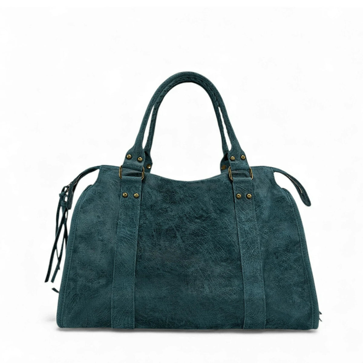 Handtasche aus gebürstetem Leder SANDSTORM Petrolblau