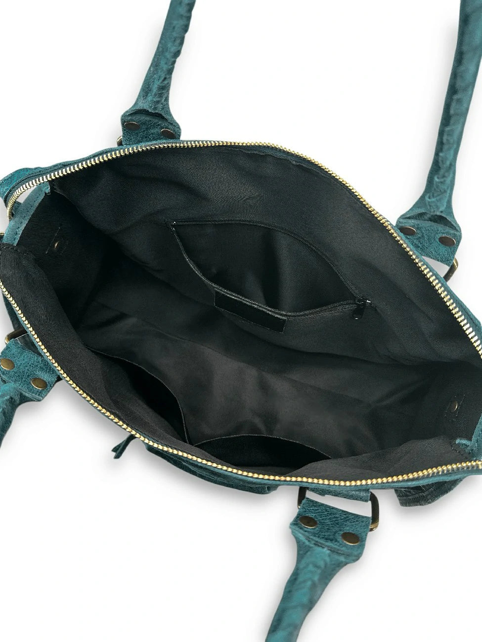 Handtasche aus gebürstetem Leder SANDSTORM Petrolblau