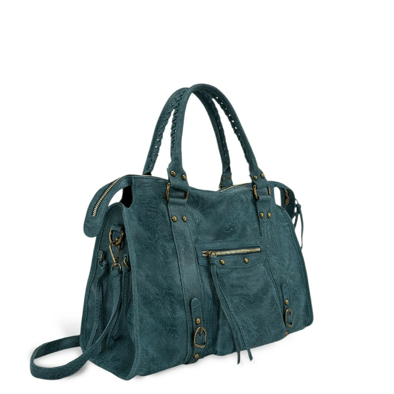 Sac à main en cuir brossé SANDSTORM Bleu Teal
