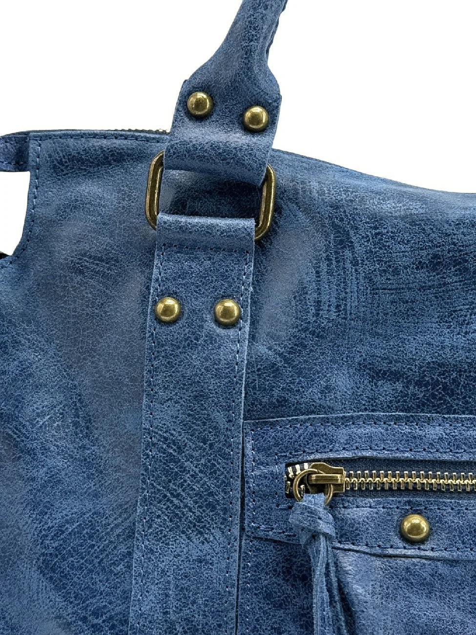 Bolso de mano de piel cepillada SANDSTORM Azul denim