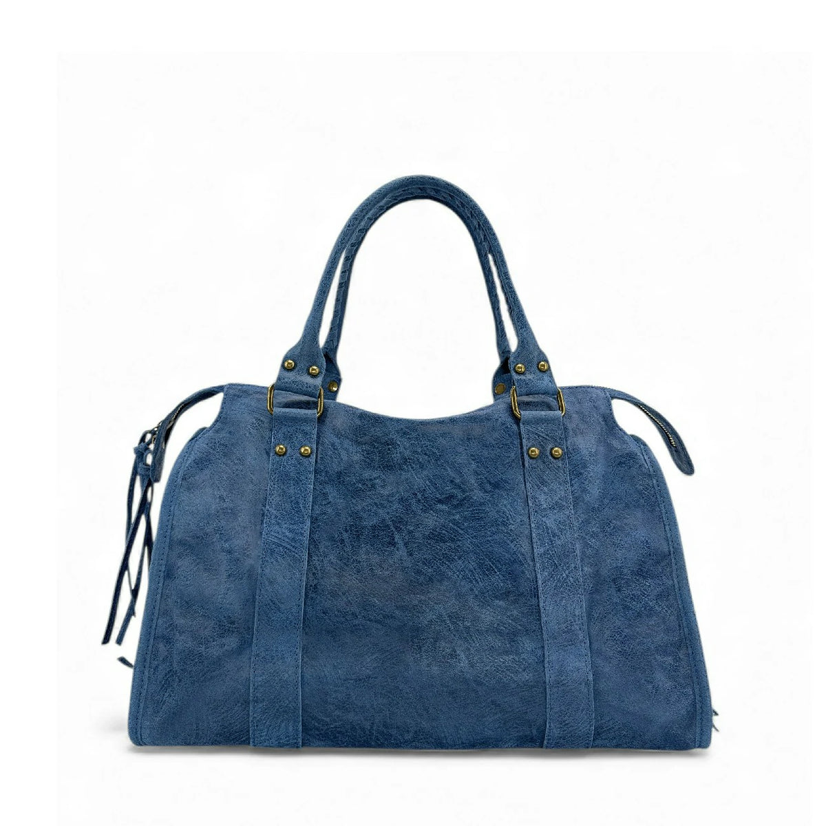 Bolso de mano de piel cepillada SANDSTORM Azul denim
