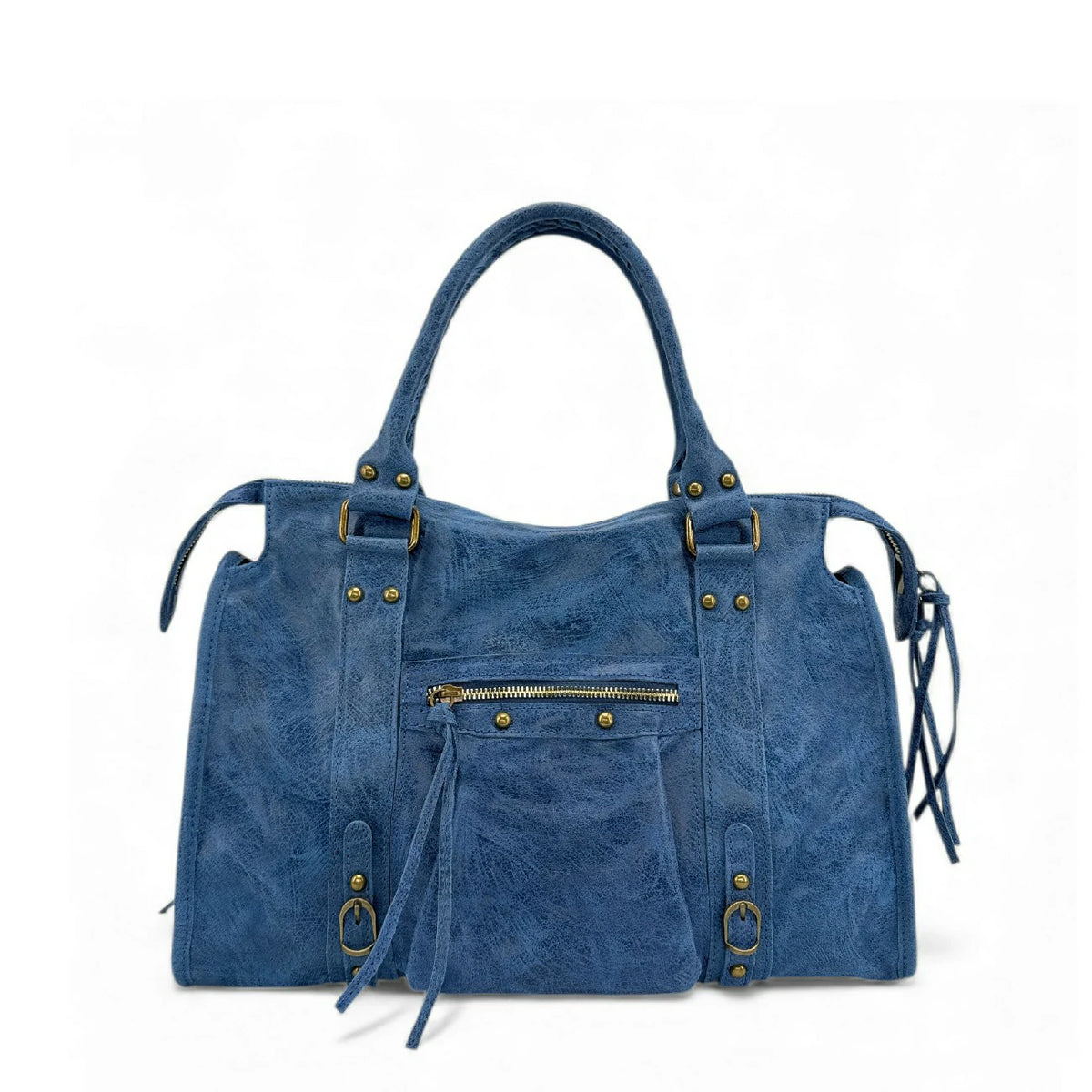 Bolso de mano de piel cepillada SANDSTORM Azul denim