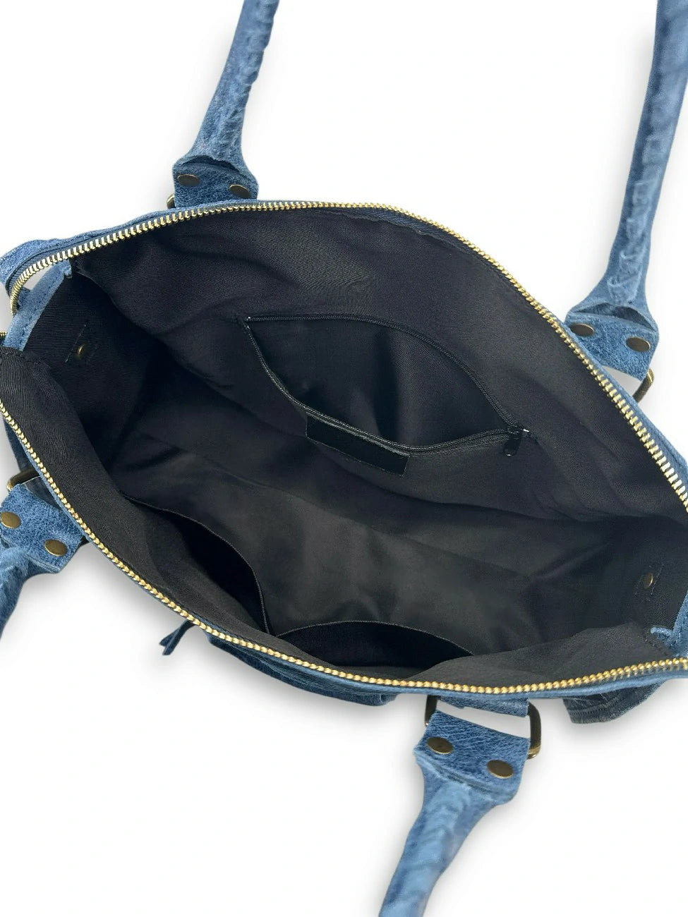 Bolso de mano de piel cepillada SANDSTORM Azul denim
