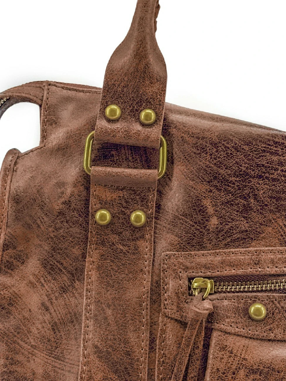 Borsa a mano in pelle spazzolata SANDSTORM Marrone cammello scuro