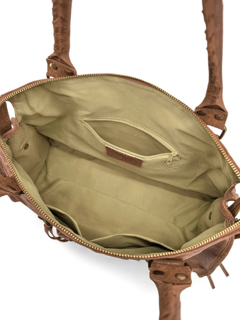 Borsa a mano in pelle spazzolata SANDSTORM Marrone cammello scuro