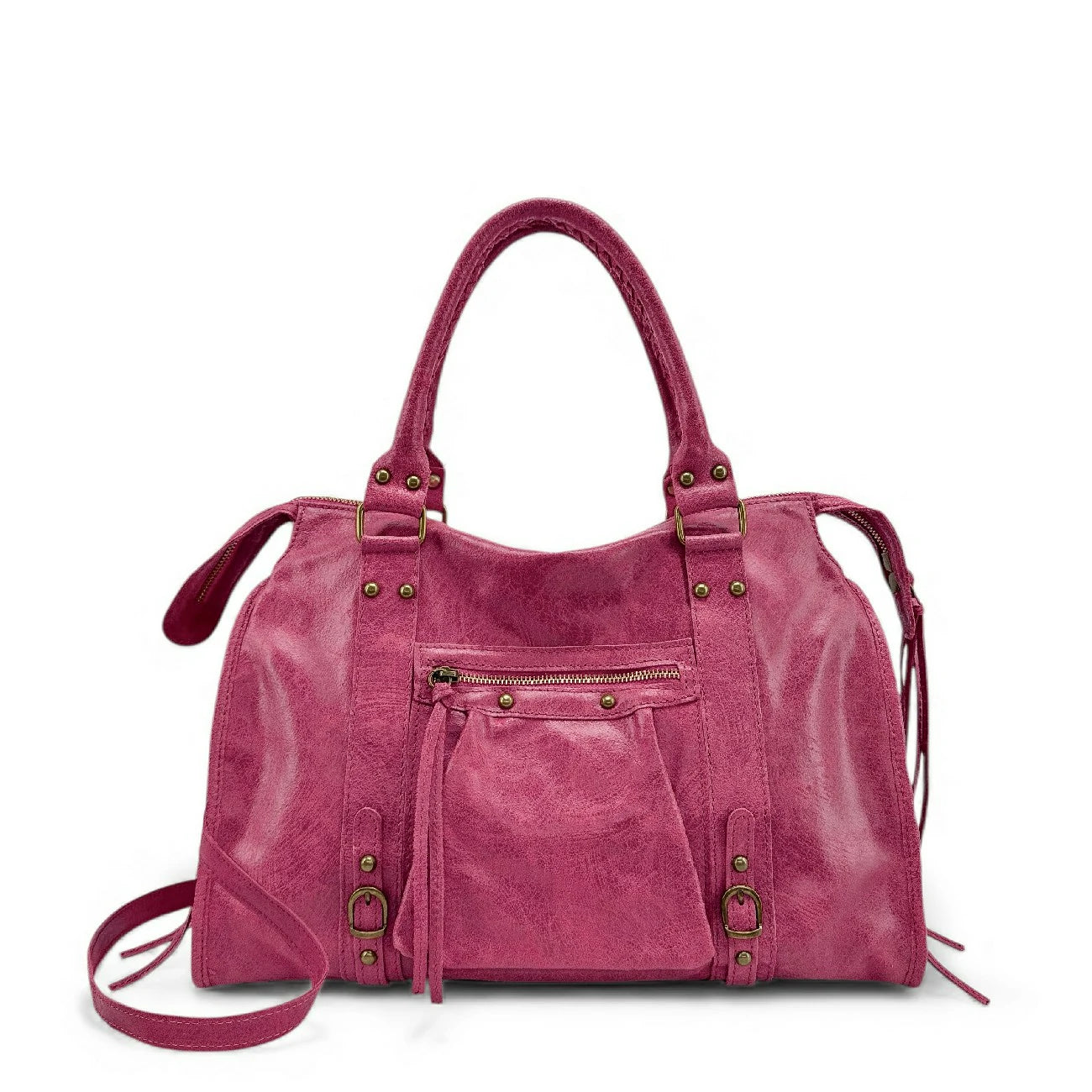 Sac à main en cuir brossé SANDSTORM Rose fuchsia