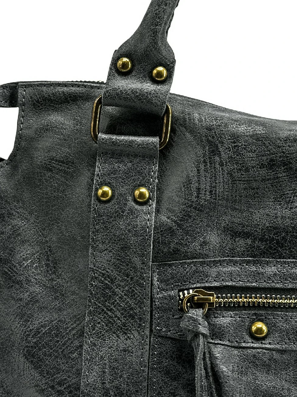 Bolso de mano de piel cepillada SANDSTORM Gris oscuro