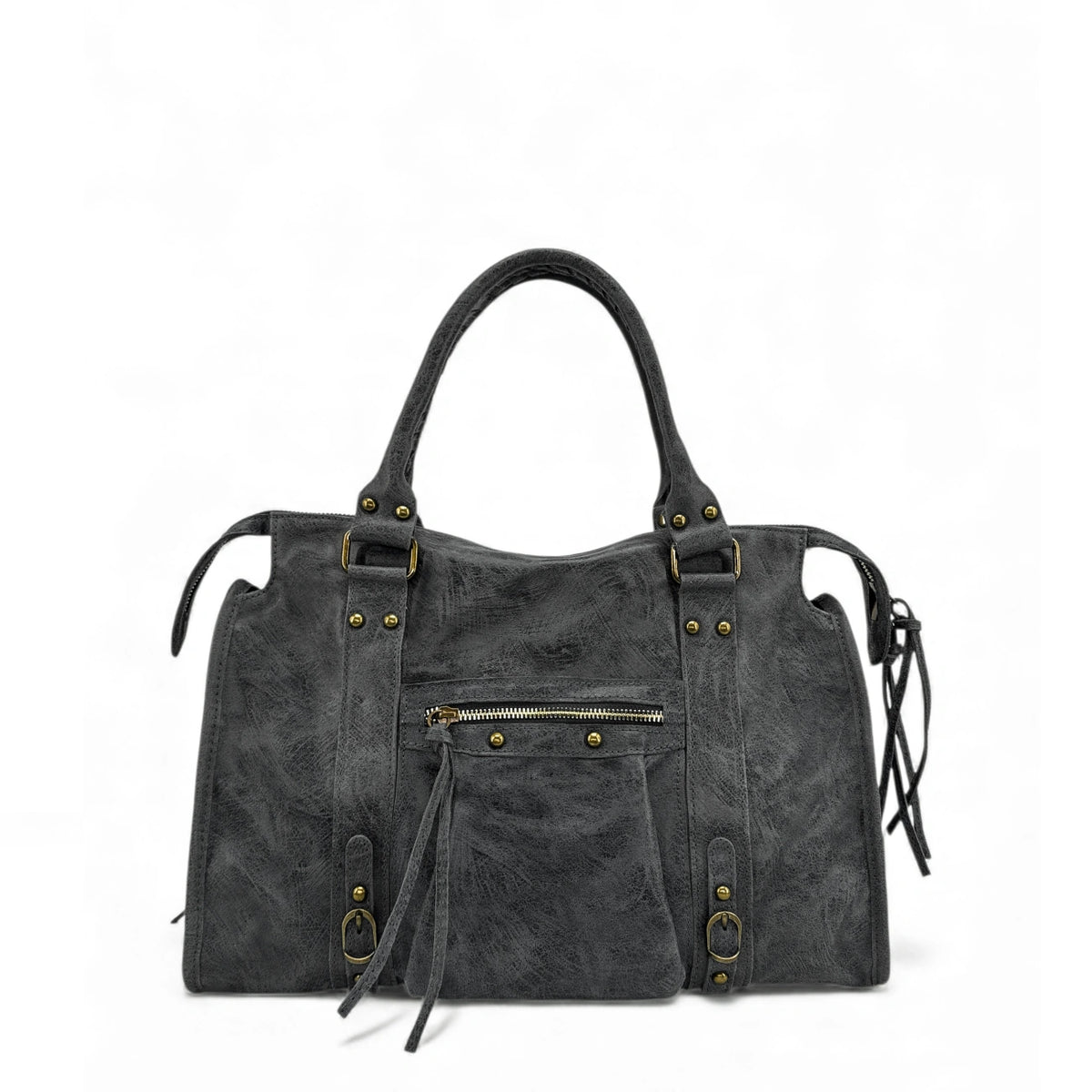 Bolso de mano de piel cepillada SANDSTORM Gris oscuro