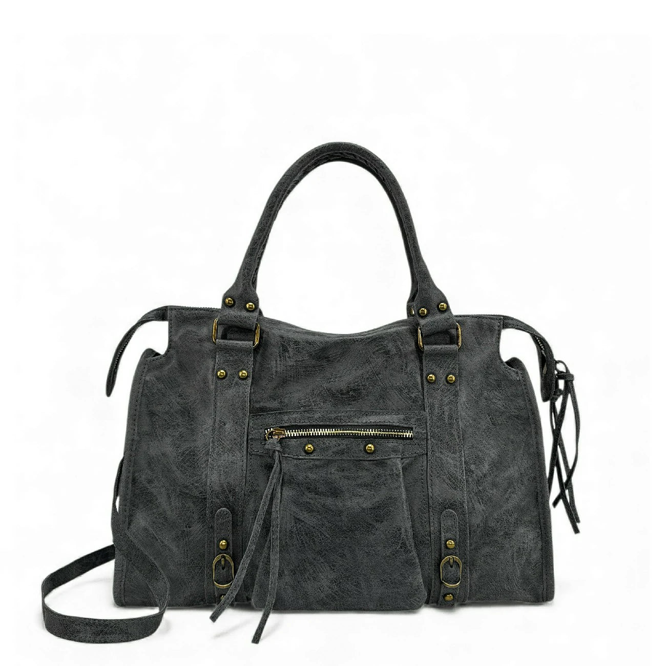 Sac à main en cuir brossé SANDSTORM Gris foncé