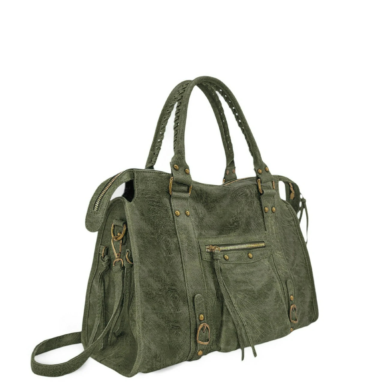 Sac à main en cuir brossé SANDSTORM Kaki