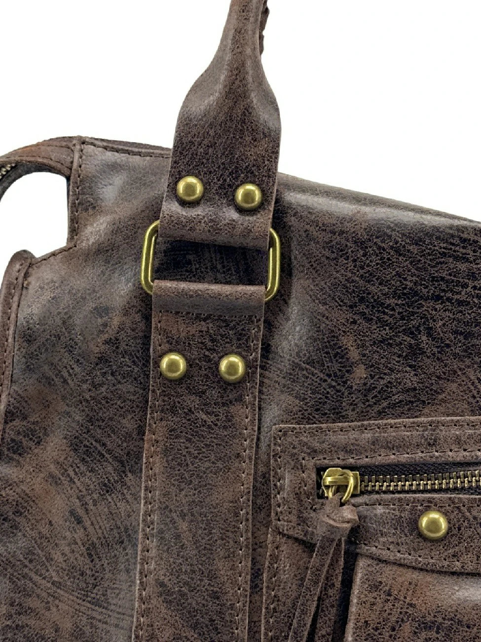 Bolso de mano de piel cepillada SANDSTORM Chocolate