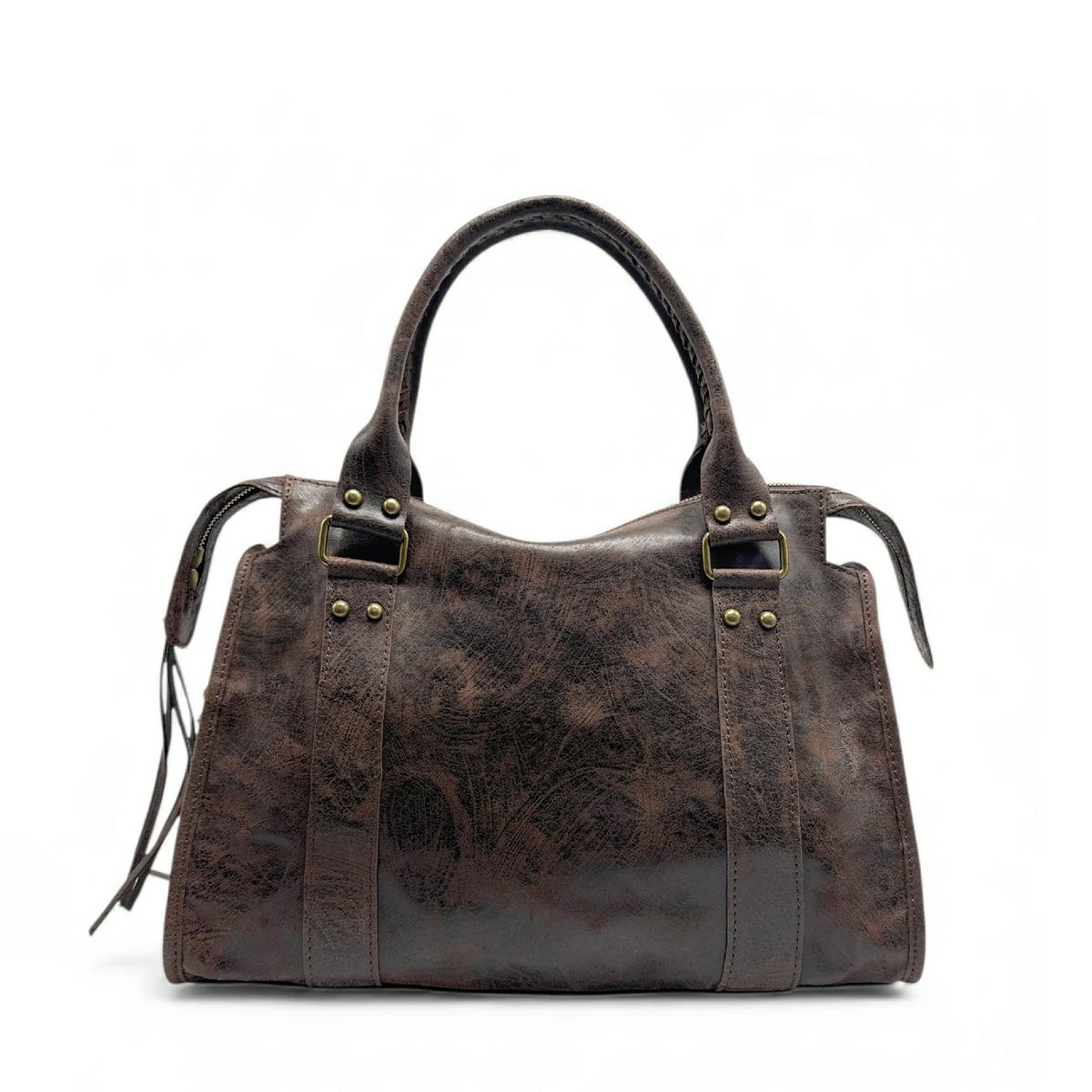 Bolso de mano de piel cepillada SANDSTORM Chocolate