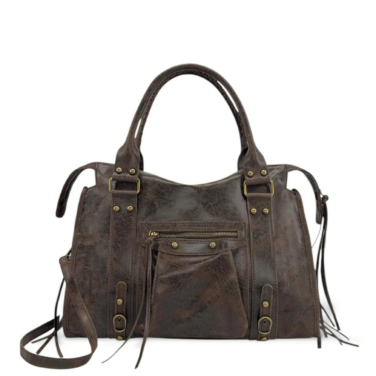 Sac à main en cuir brossé SANDSTORM Chocolat