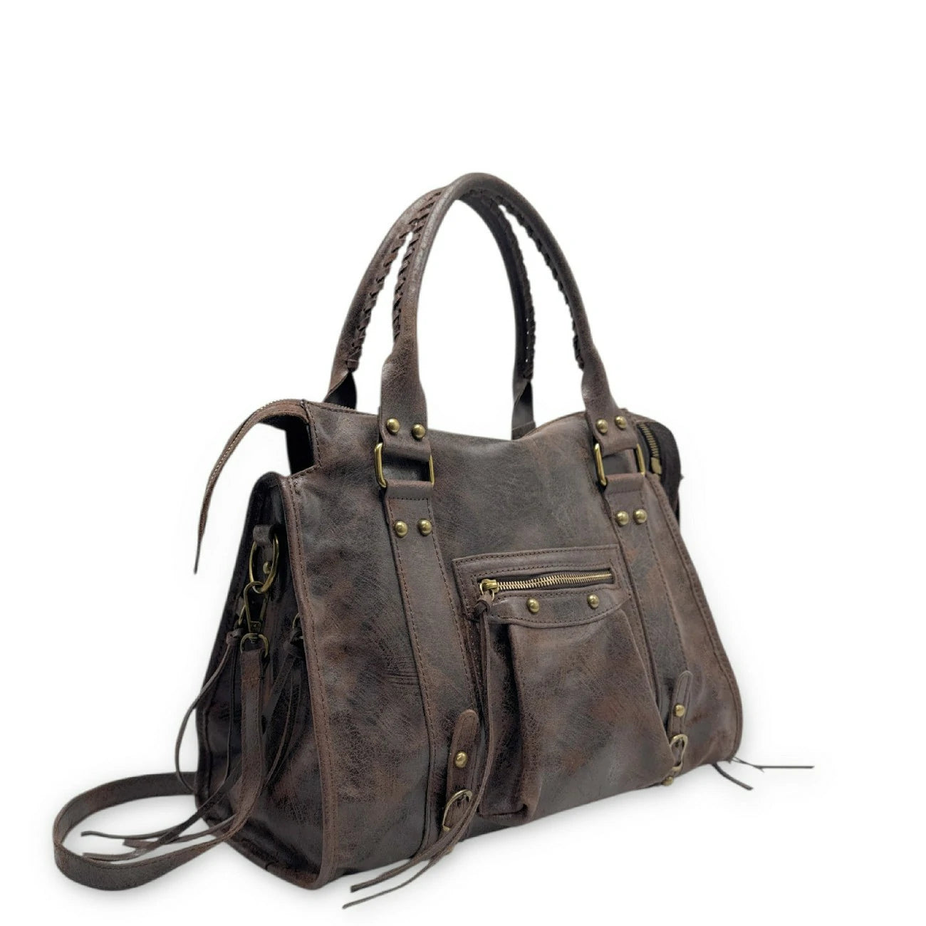 Sac à main en cuir brossé SANDSTORM Chocolat