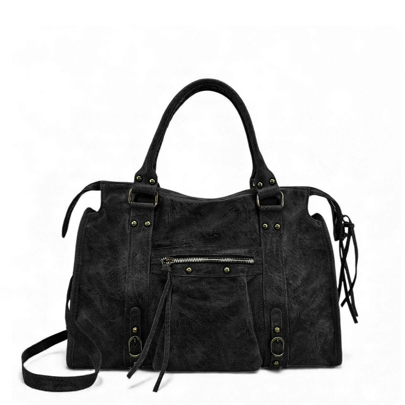 Sac à main en cuir brossé SANDSTORM Noir