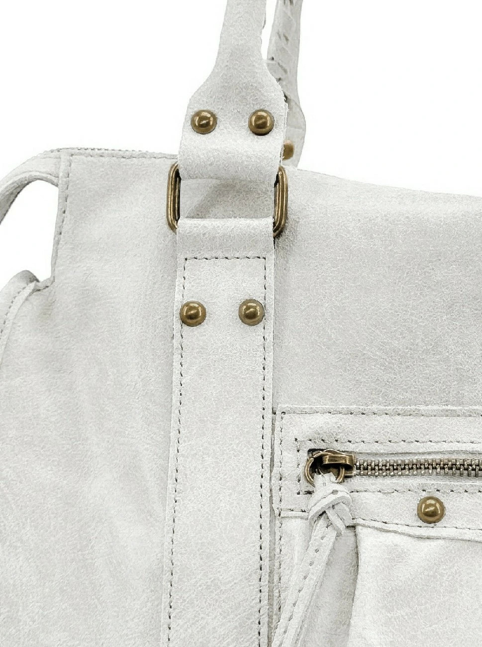 Handtasche aus gebürstetem Leder SANDSTORM Off-White