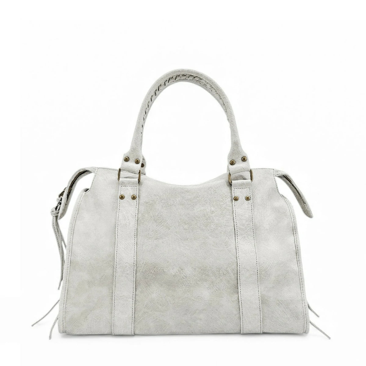 Handtasche aus gebürstetem Leder SANDSTORM Off-White