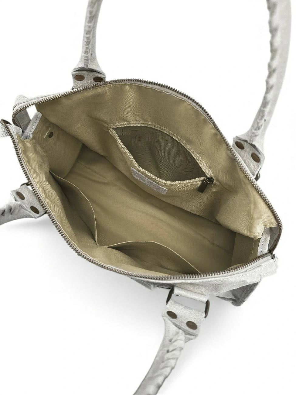 Handtasche aus gebürstetem Leder SANDSTORM Off-White