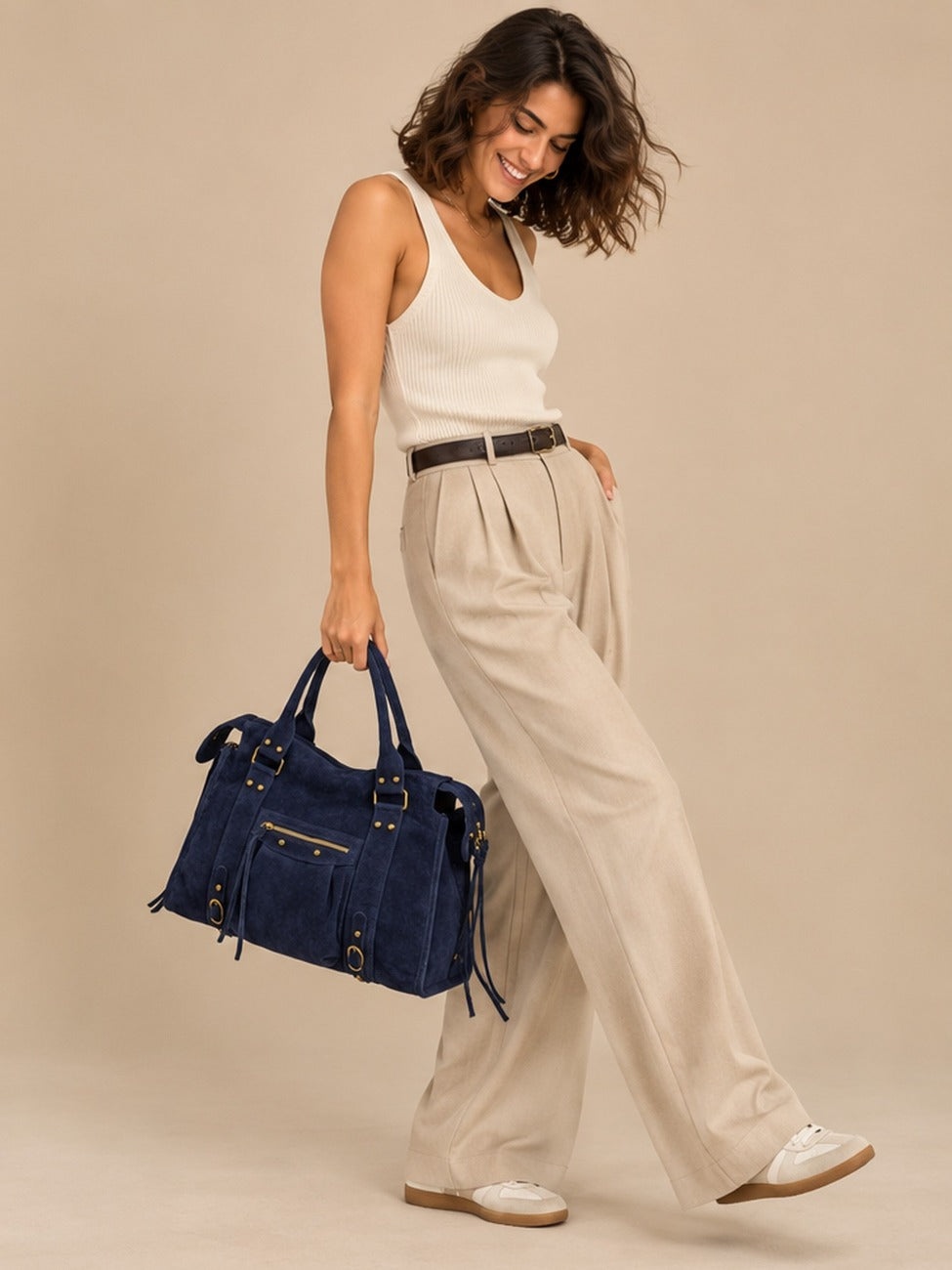 Sac à main en daim STORM SUEDE Bleu marine