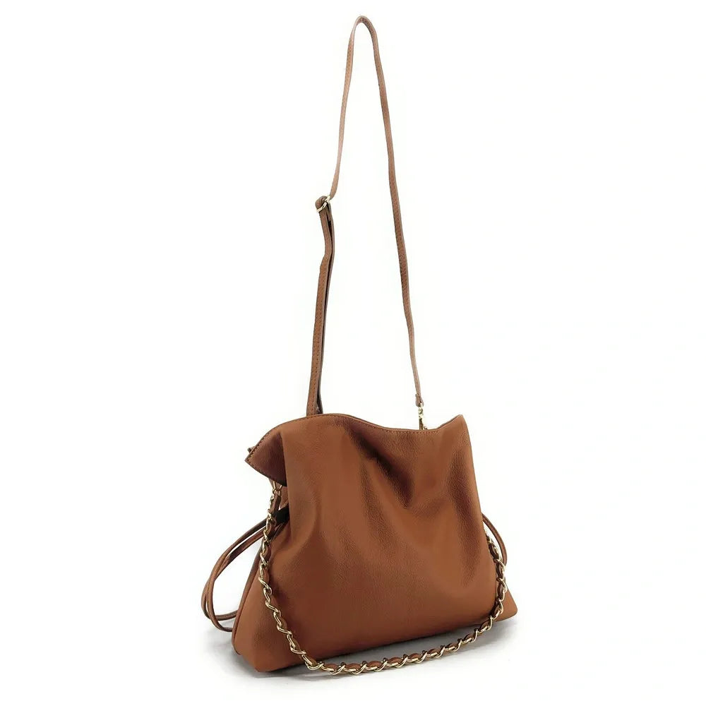 Sac bourse en cuir box calf SISSI Camel foncé