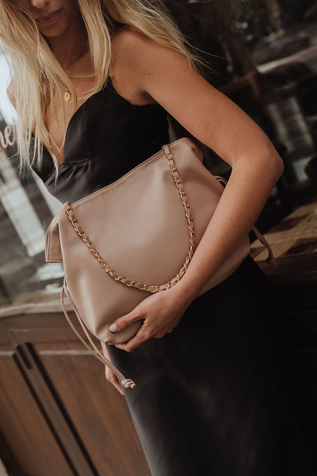 Sac bourse en cuir box calf SISSI Rose nude