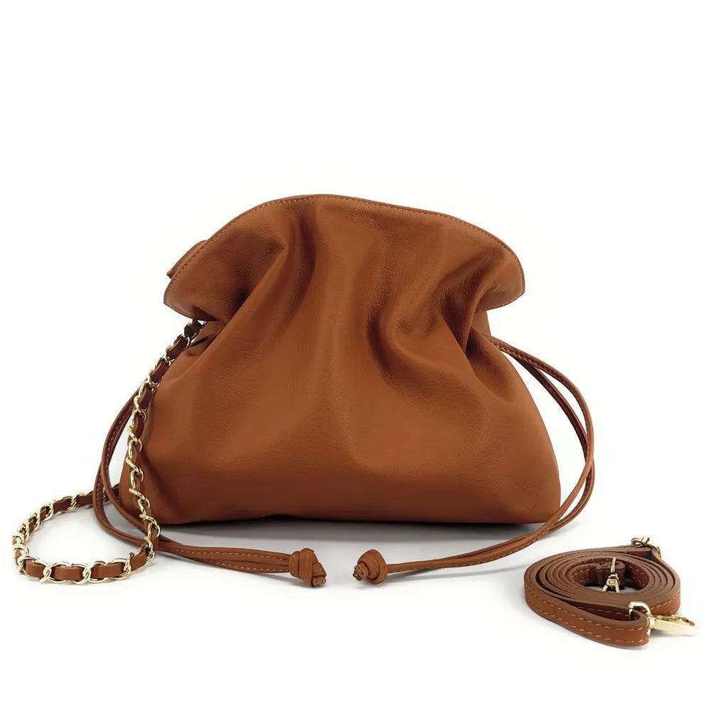 Sac bourse en cuir box calf SISSI Camel foncé