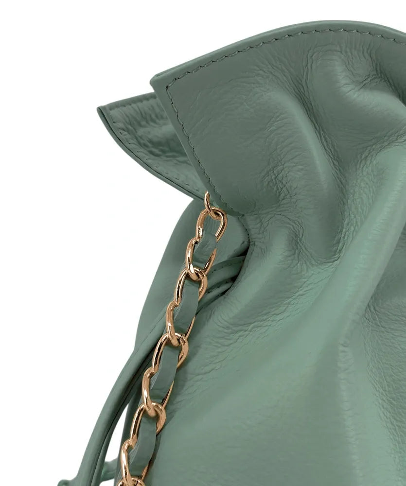 Sac bourse en cuir box calf SISSI Vert pastel