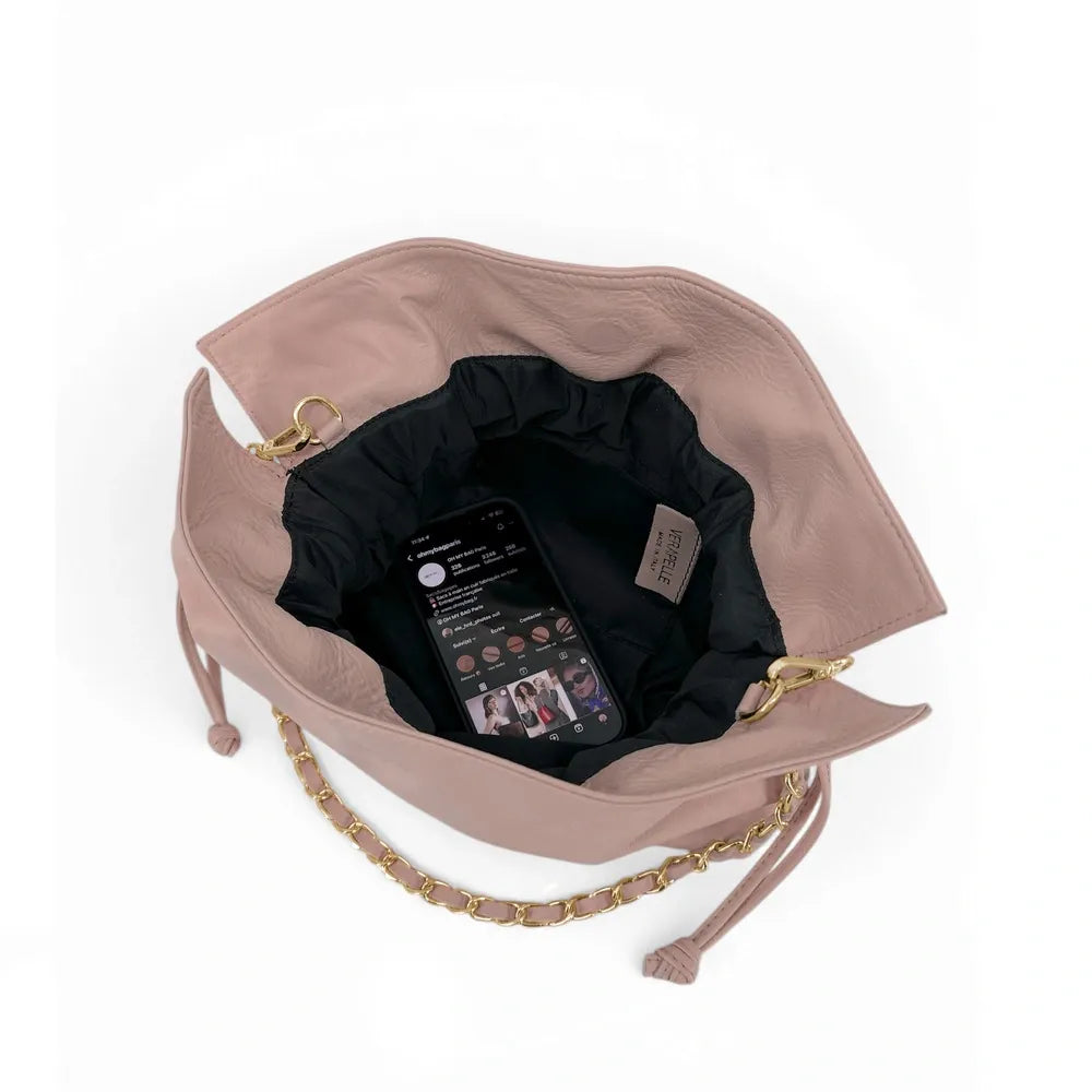 Sac bourse en cuir box calf SISSI Rose nude