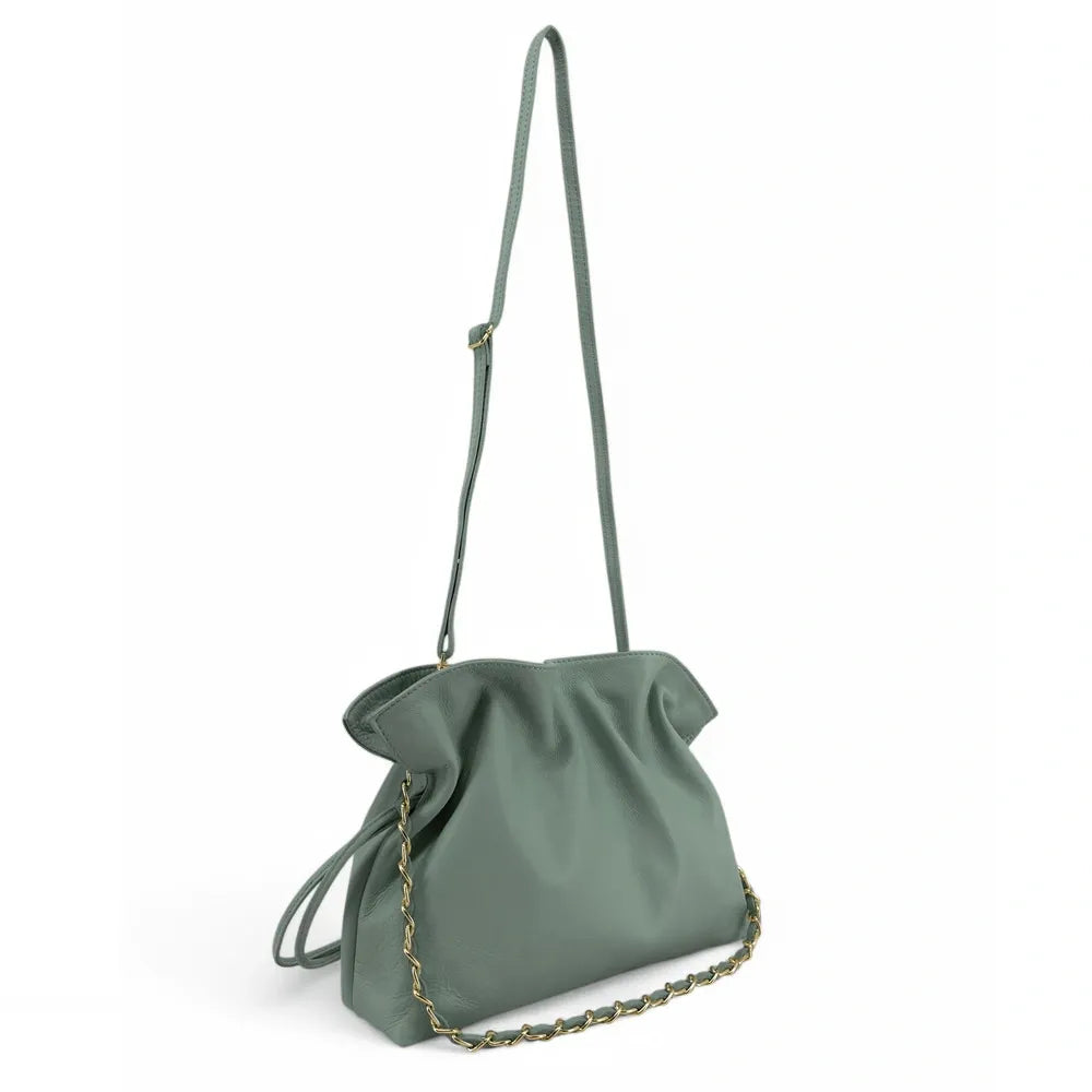 Sac bourse en cuir box calf SISSI Vert pastel
