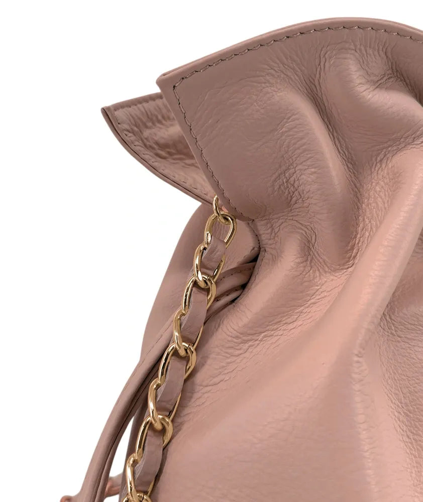 Sac bourse en cuir box calf SISSI Rose nude