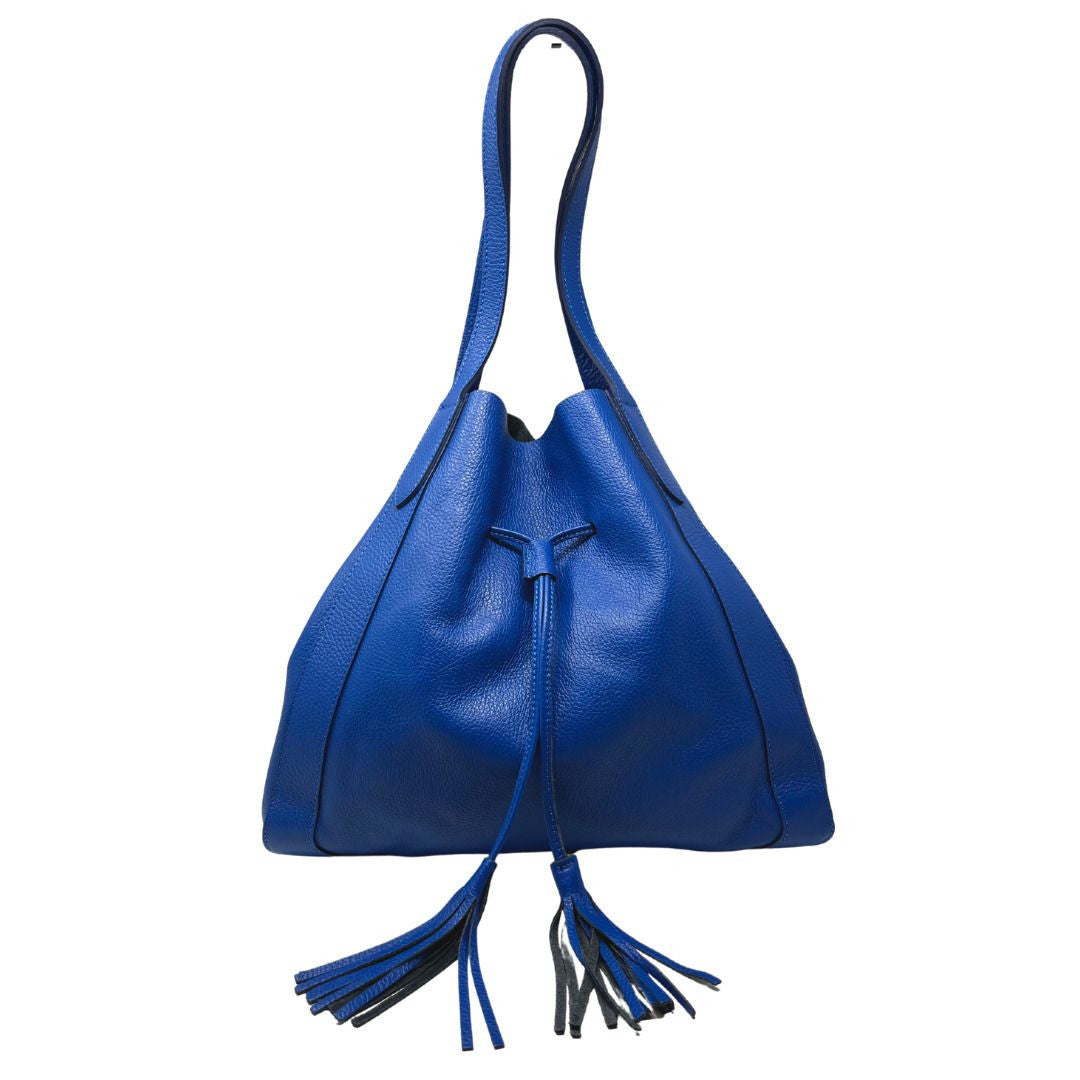 Sac bourse en cuir grainé GISEH Bleu roi