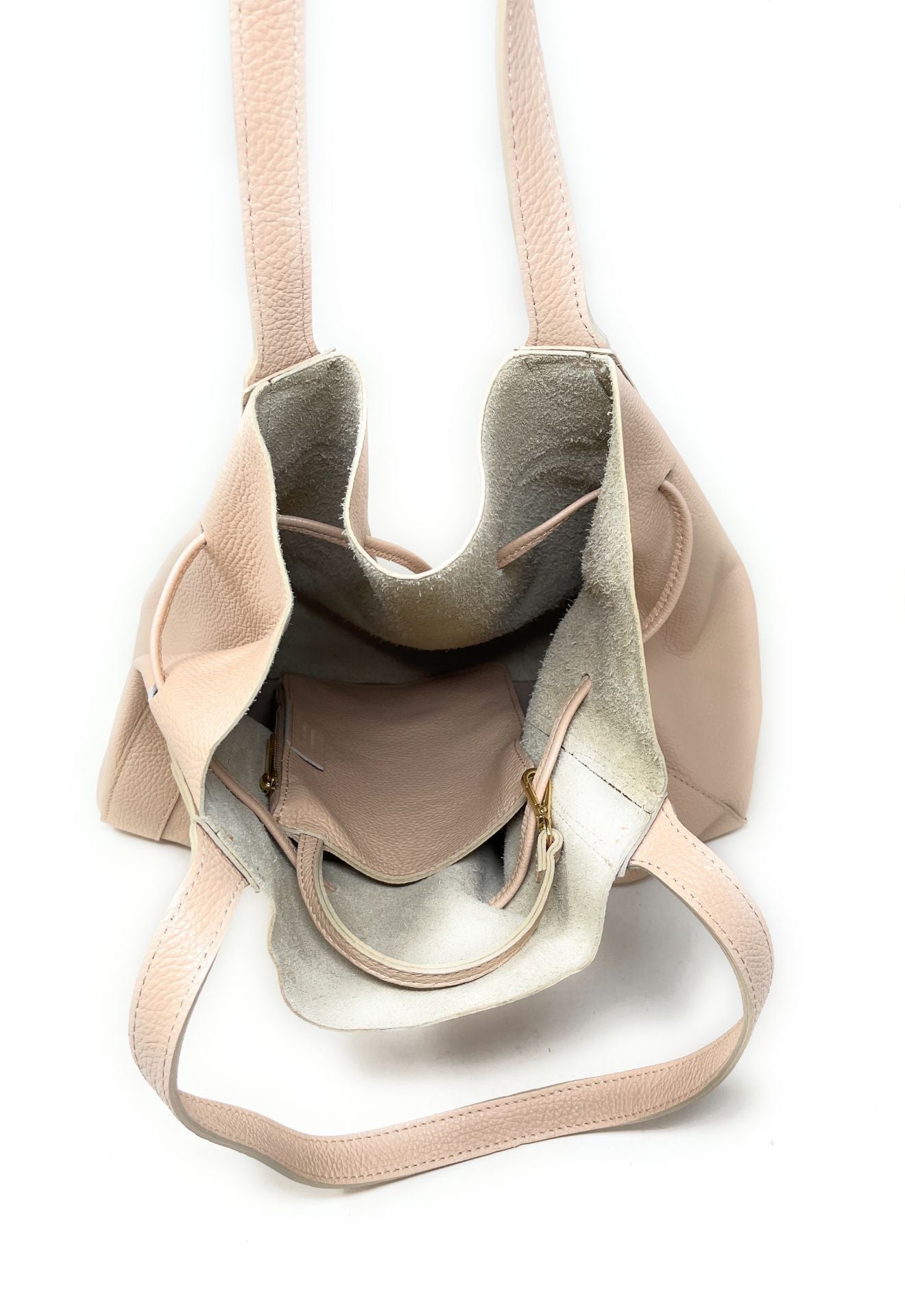 Sac bourse en cuir grainé GISEH Rose nude