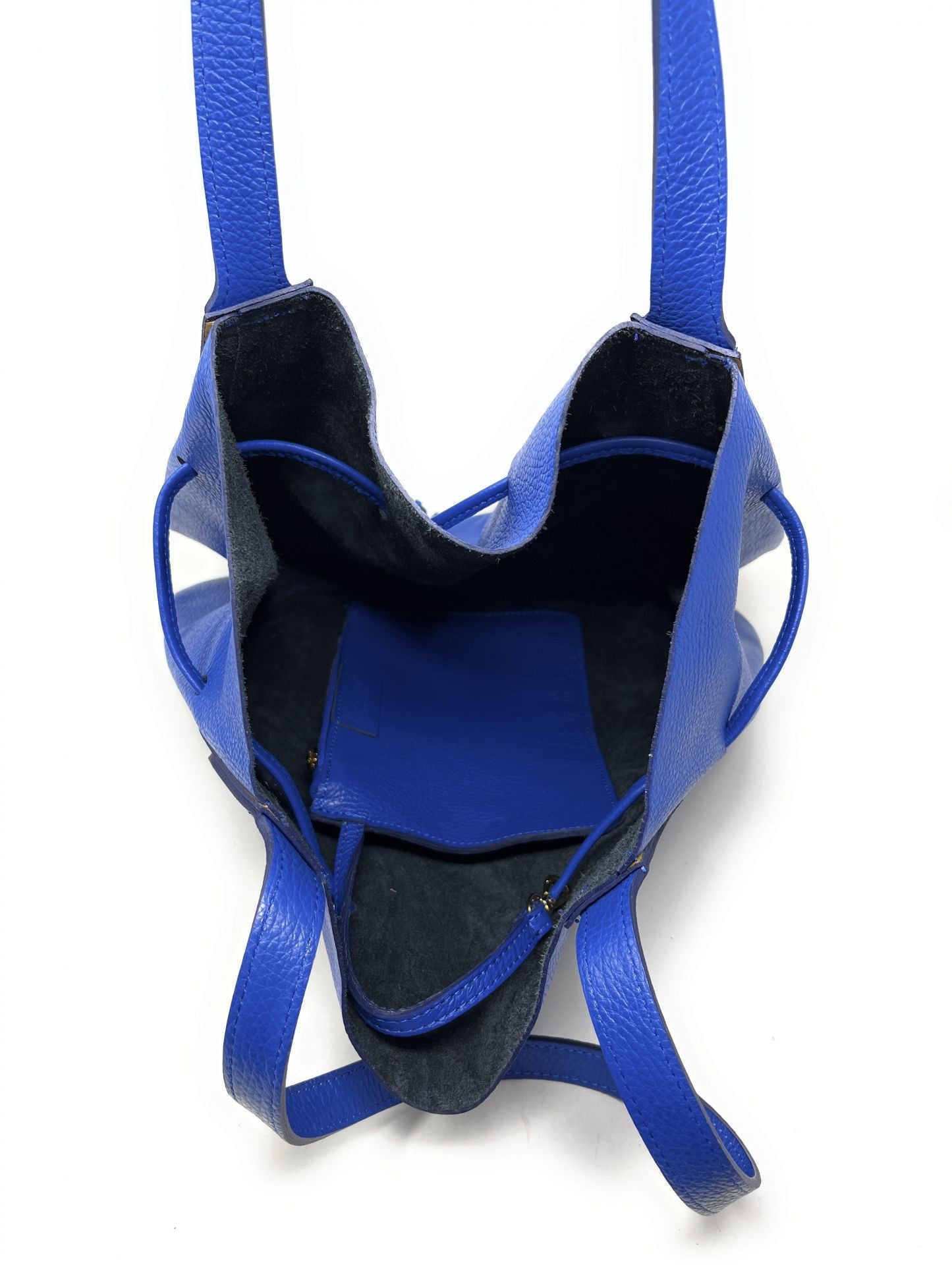 Sac bourse en cuir grainé GISEH Bleu roi