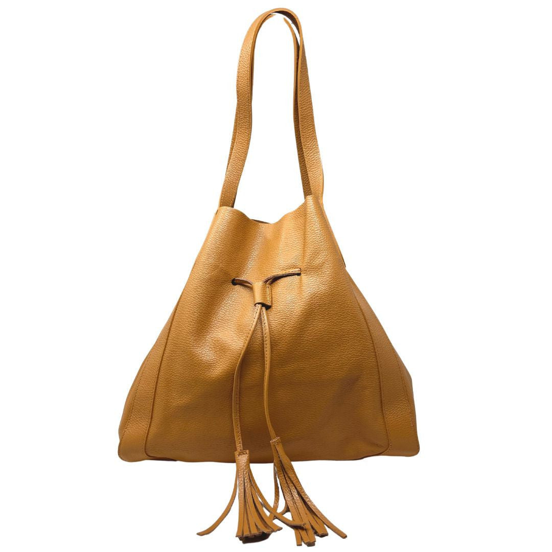 Sac bourse en cuir grainé GISEH Camel