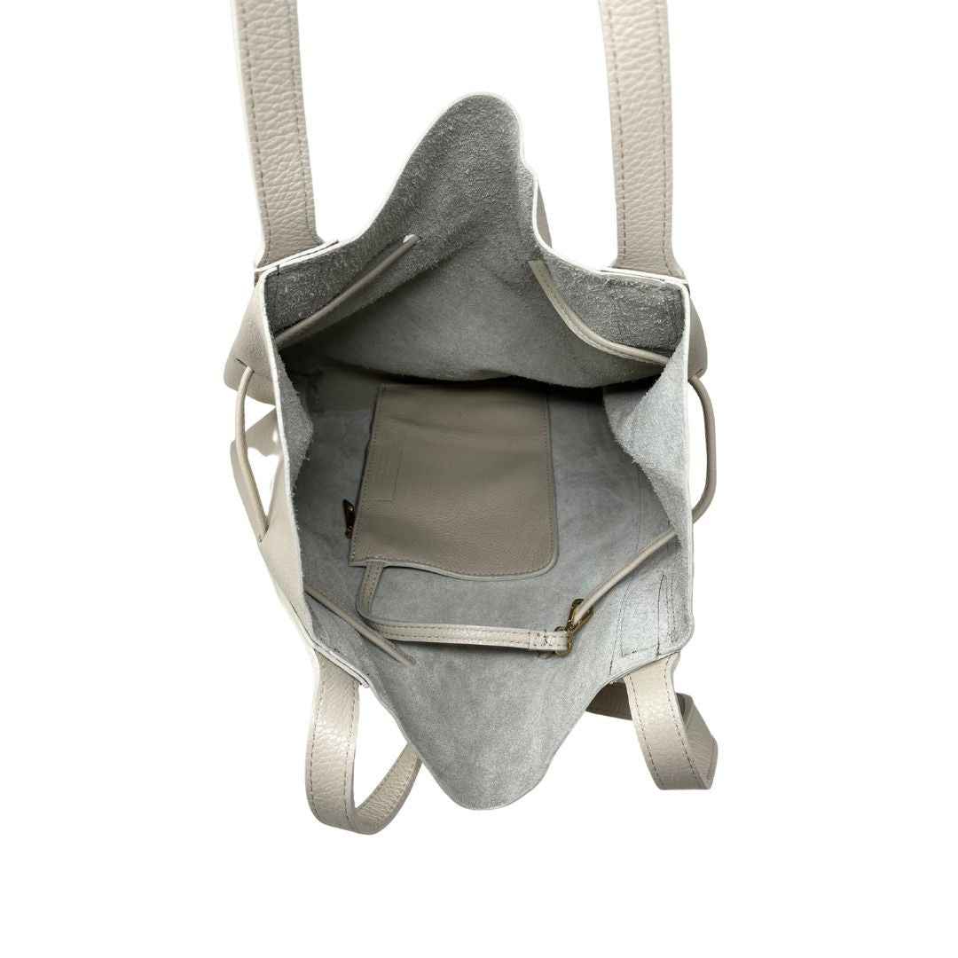 Sac bourse en cuir grainé GISEH Taupe clair