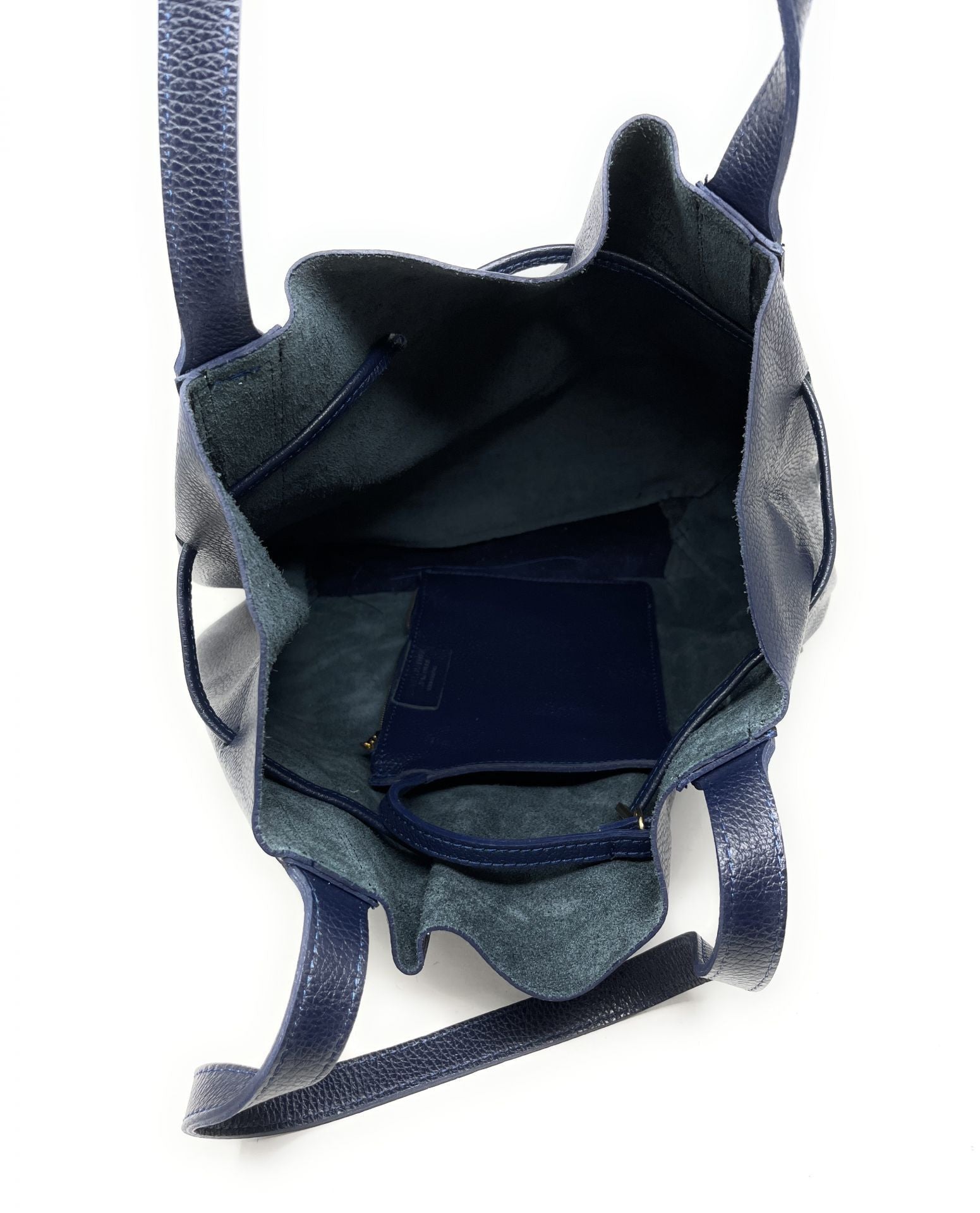 Sac bourse en cuir grainé GISEH Bleu marine