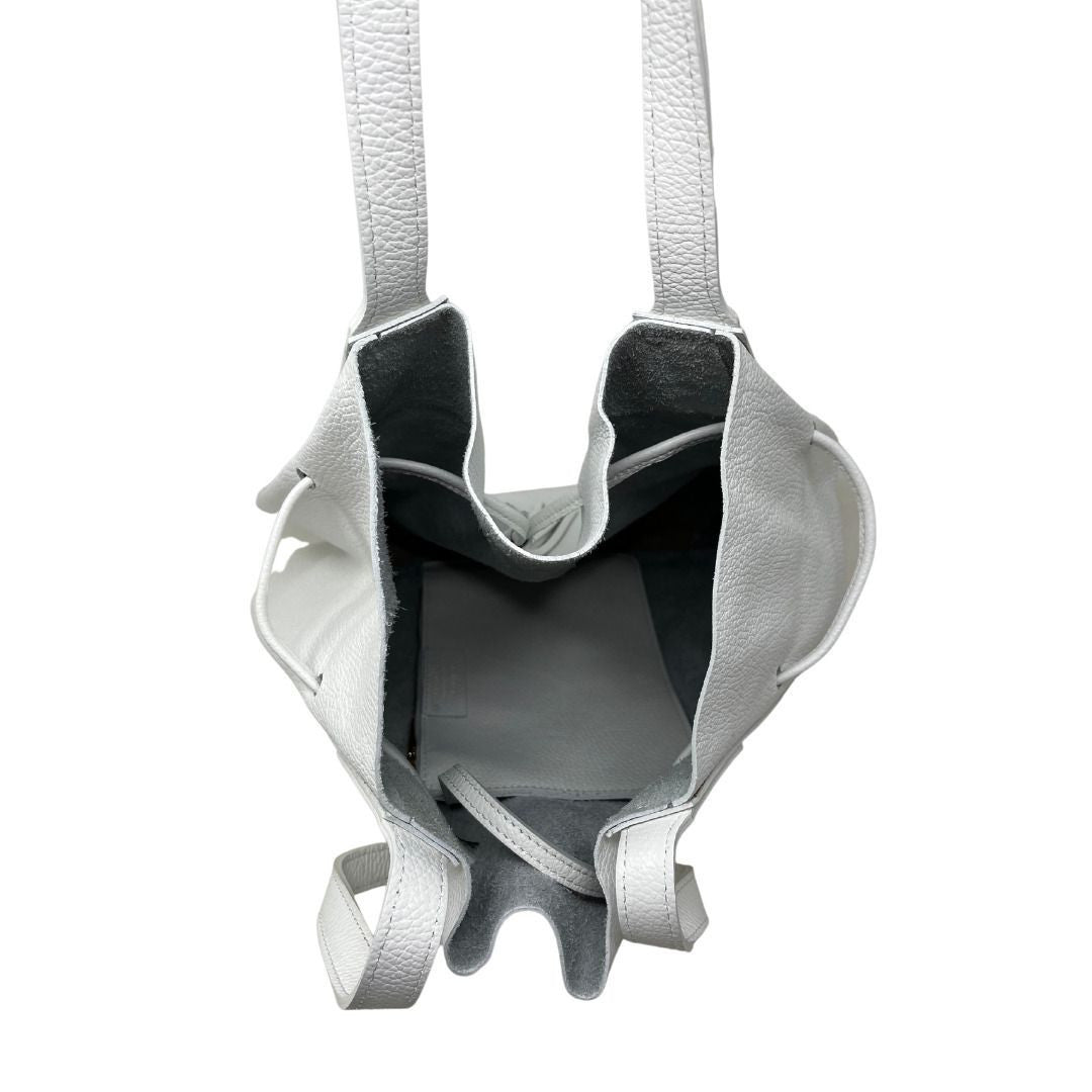 Sac bourse en cuir grainé GISEH Blanc