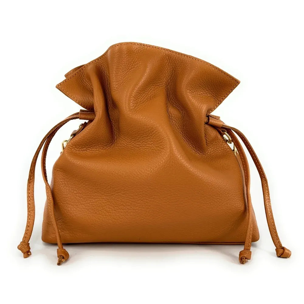 Sac bourse en cuir grainé ou irisé DOONA Camel