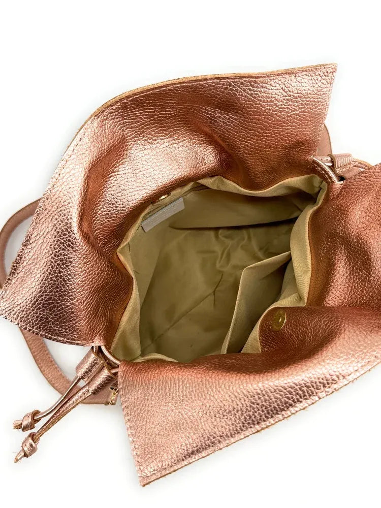 Sac bourse en cuir grainé ou irisé DOONA Rose gold